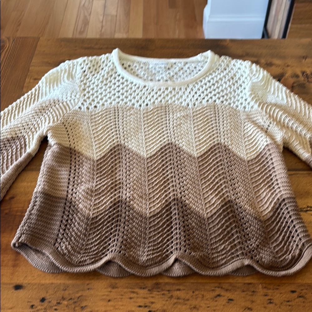 Elegant Cream and Brown Women's Sweater - Allison NY